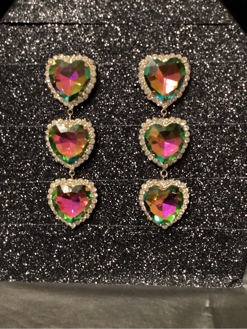 Multicolor Heart Drop Crystal Earrings - Women Jewelry